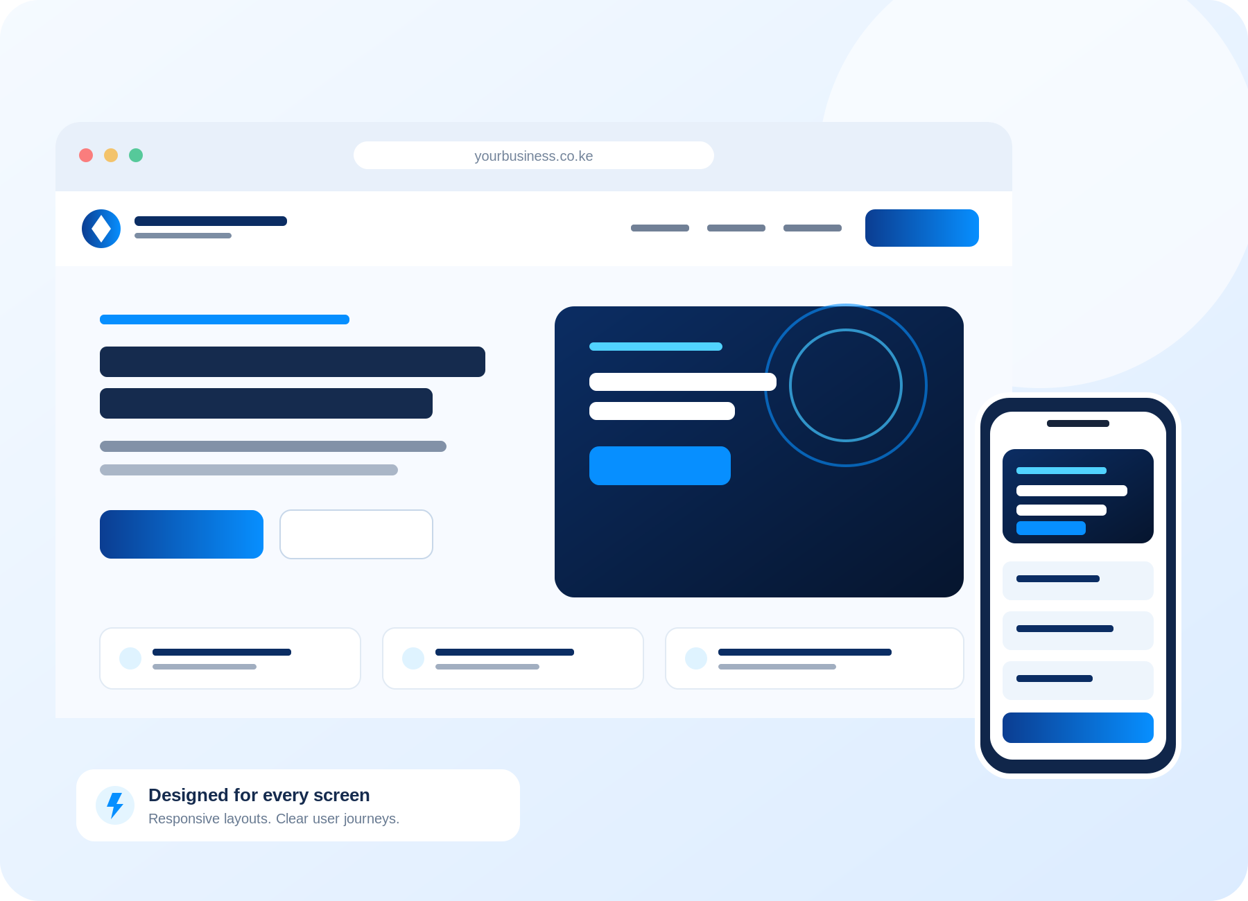 Preview of a responsive business website on desktop and mobile screens