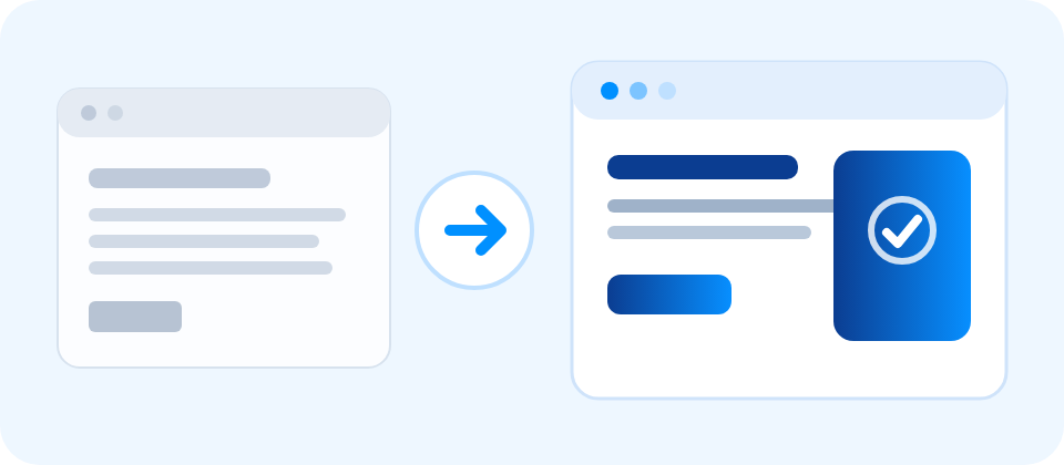 Before and after website redesign illustration